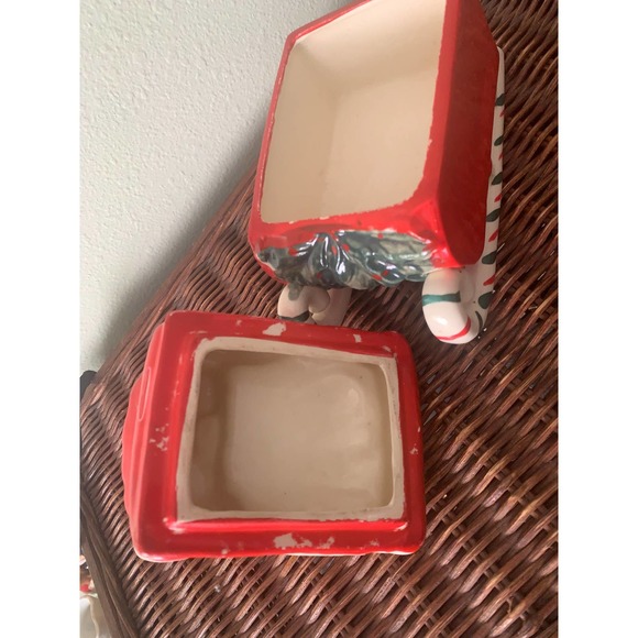 Mid Century Christmas Lefton Collectible // 1950s Candy Cane Girl on Sleigh - Picture 5 of 8